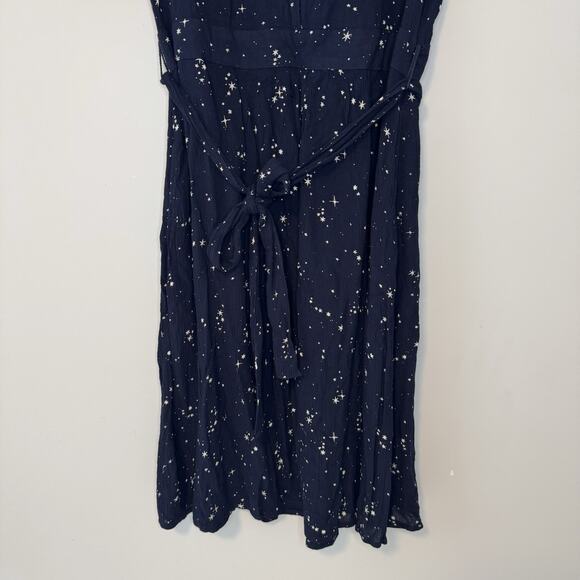 Fat Face Calla Lunar Sky Dress Women's US Size 8 Navy Blue Star Print Tie Belted - Picture 3 of 15